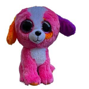 TY Beanie Boos Plush Pink Dog PRECIOUS Big Sparkly Glitter Eyes Puppy 9"